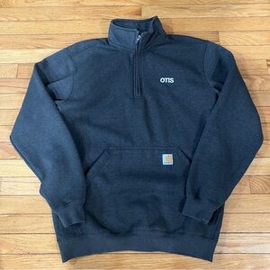 Carhartt Sweatshirt Mens Medium Gray Loose Fit 1/4 Zip Mock Neck 105294 - Logo